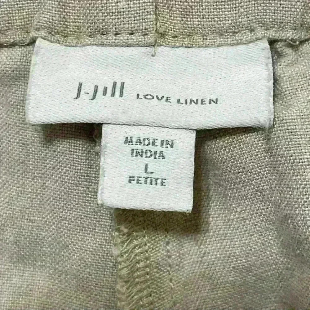 J. Jill Pants Womens L Petite Beige Love Linen Capri Straight Leg Pockets Boho - Picture 7 of 11